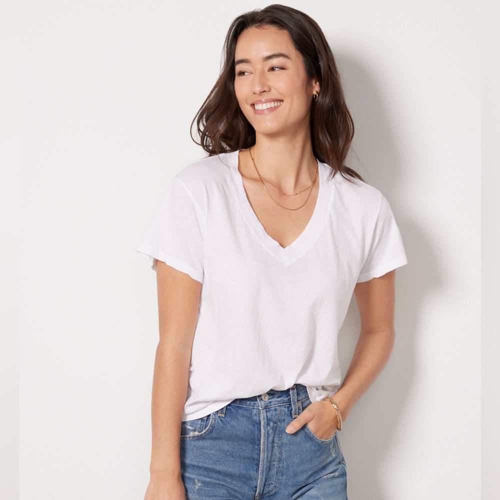 perfectwhitetee Hendrix cotton v neck tee - Picture 3 of 10